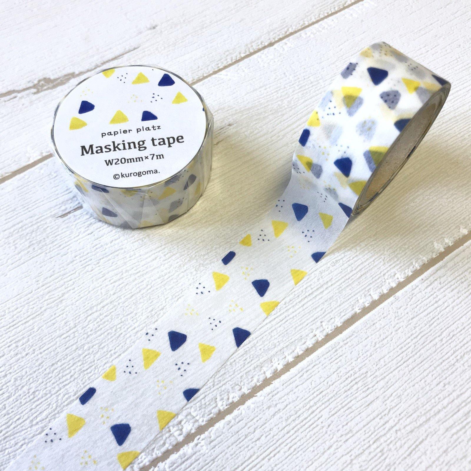 Papier Platz Washi Tape (20mm) - Yellow & Blue Triangles | papermindstationery.com | 20mm Washi Tapes, boxing, Others, Papier Platz, sale, Washi Tapes