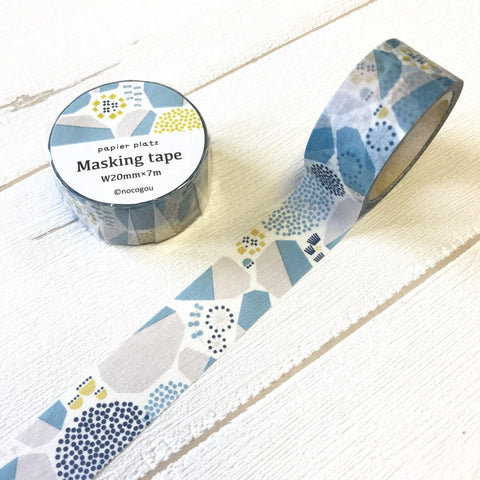 Papier Platz Masking Tape Washi Tape (20mm) - Blue & Grey Irregular Pattern | papermindstationery.com