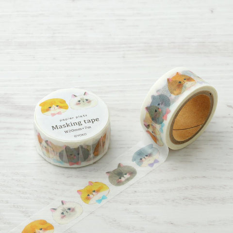 Papier Platz Masking Tape Washi Tape (20mm) - Cat Face | papermindstationery.com | 20mm Washi Tapes, Animal, Cat, Papier Platz, Washi Tapes