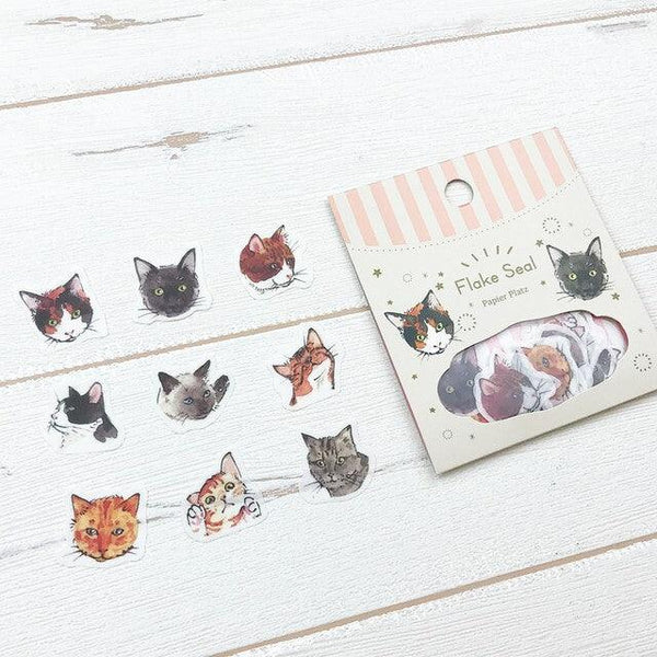 Papier Platz Flake Stickers - Cat Face Drawing | papermindstationery.com | Cat, Flake Stickers, Papier Platz, Pet
