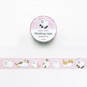 Papier Platz Masking Tape Washi Tape (20mm) - Cutie Cat Pink | papermindstationery.com | 20mm Washi Tapes, Animal, Cat, Papier Platz, Washi Tapes