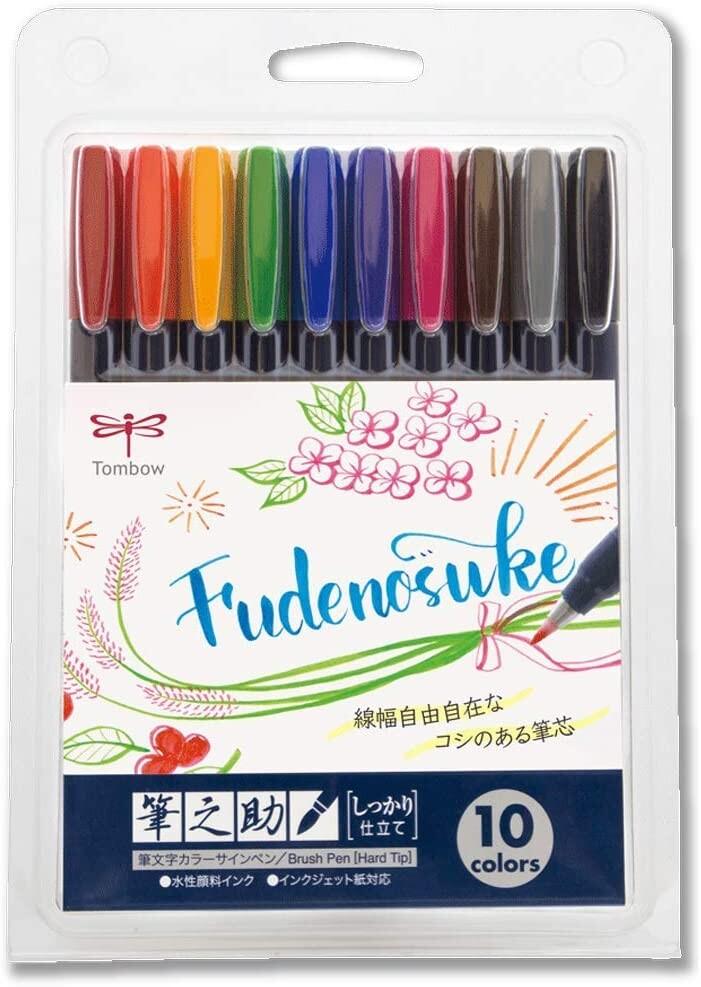 Tombow Fudenosuke Brush Pen 10 Color Set | papermindstationery.com