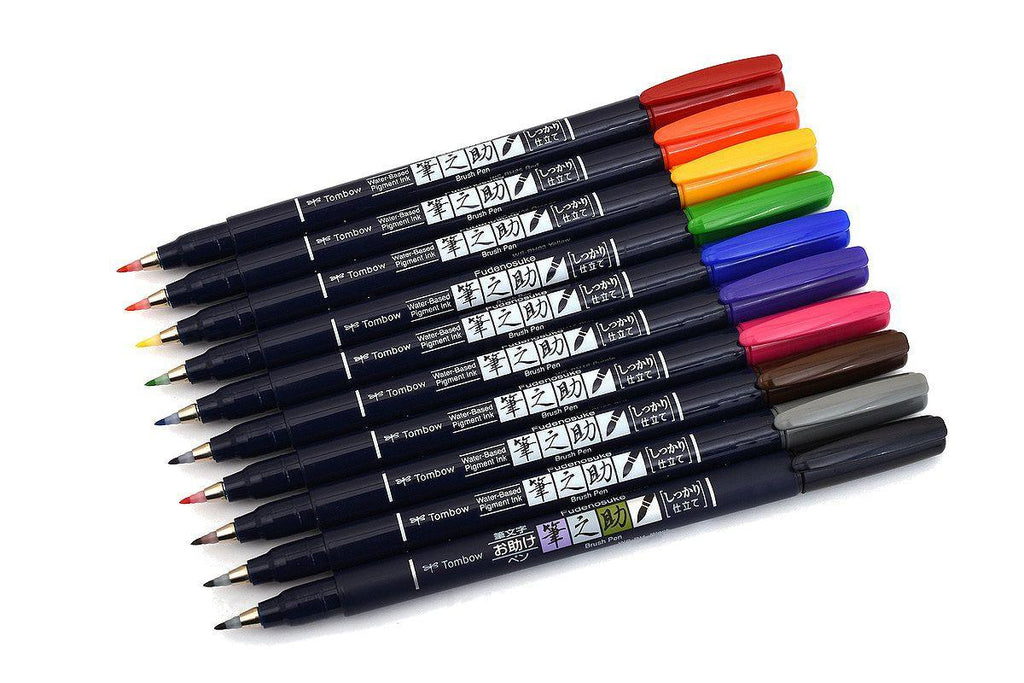 Tombow Fudenosuke Brush Pen 10 Color Set