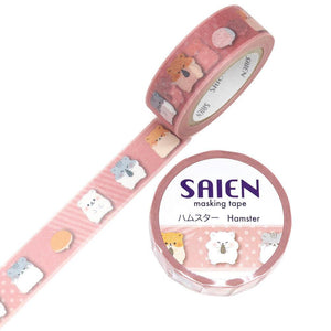 Kamiiso Saien Washi Tape 15mm Masking Tape - Little Hamster | papermindstationery.com | 15mm Washi Tapes, Animal, Kamiiso, Washi Tapes