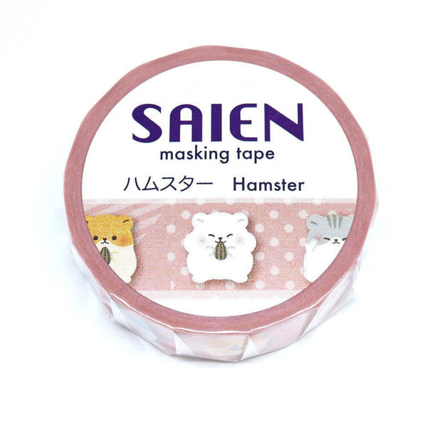 Kamiiso Saien Washi Tape 15mm Masking Tape - Little Hamster | papermindstationery.com | 15mm Washi Tapes, Animal, Kamiiso, Washi Tapes