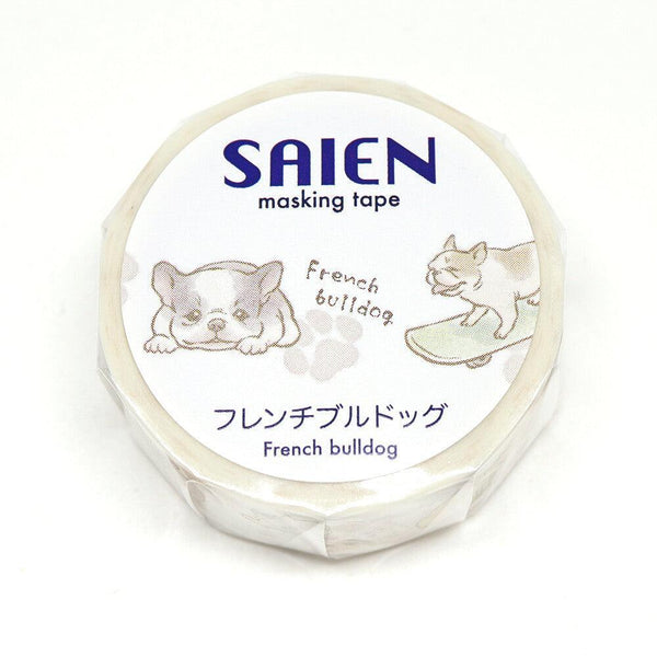 Kamiiso Saien Washi Tape 15mm Masking Tape - French Bulldog | papermindstationery.com | 15mm Washi Tapes, Dog, Kamiiso, Washi Tapes