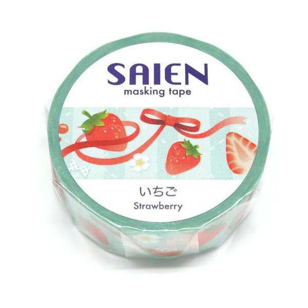 Kamiiso Saien Washi Tape 15mm Masking Tape - Strawberry & Cream | papermindstationery.com