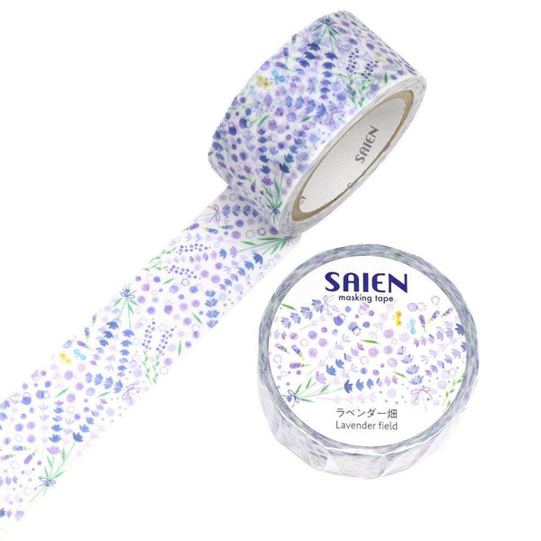 Kamiiso Saien Washi Tape 20mm Masking Tape - Lavender Field | papermindstationery.com | 20mm Washi Tapes, Flower, Kamiiso, Washi Tapes